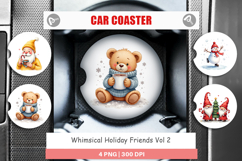 Whimsical Holiday Friends Car Coaster Product Image 1