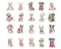 Christmas Dogs Clipart, Vintage PNG Product Image 2