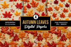 Autumn Leaves Digital Paper Pattern Product Image 1