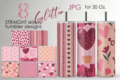 Valentine sublimation glitter Skinny tumbler design bundle Product Image 1