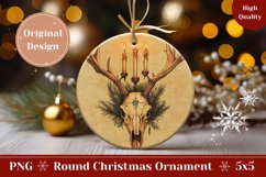 Creepy Bull Skull Ornament, Spooky Christmas Ornament PNG Product Image 1