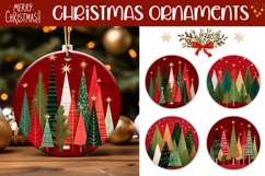 Red Christmas Tree Round Ornaments Sublimation Product Image 1