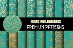 Mint Gold Foil Damask Patterns Product Image 1