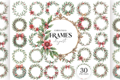 Vintage Christmas Frames Clipart Bundle | 30 PNG Borders Product Image 1