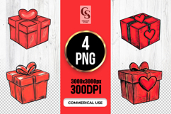 Heart Gift Box Clipart Sublimation PNG Product Image 1