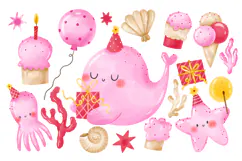 Sea Fish Celebrate Birthday. Happy Birthday Baby Girl Product Image 1