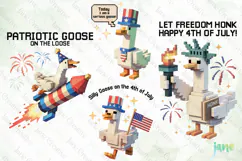 Blocky-Style 4th of July Goose PNG Product Image 1