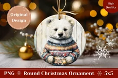 Winter Round Ornament, Cartoon Christmas Bear Ornament Product Image 1