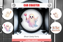 Car Coaster Watercolor Ghost Candy Party Product Image 1