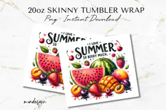 I Love Summer Fruit 20 oz Tumbler Wrap PNG for Sublimation Product Image 2