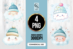 Cute Winter Cloud Clipart Sublimation PNG Product Image 1