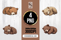 Sleeping Baby Bear Clipart Sublimation PNG Product Image 1