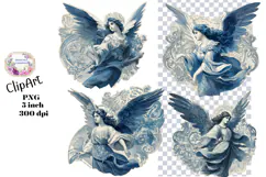 Vintage, Blue, Victorian, Angel, Ephemera, PNG, Clipart Product Image 1