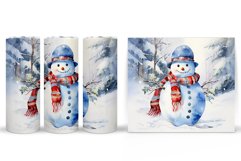 Watercolor Snowman Tumbler. Winter Tumbler Sublimation Product Image 2