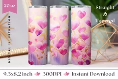 Pastel Hearts Tumbler Sublimation, Valentine's Day Tumbler Product Image 1