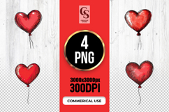 Hand-Drawn Red Heart Balloon Clipart Sublimation PNG Product Image 1