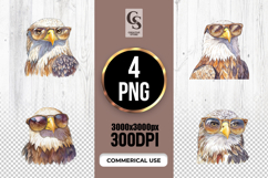 Watercolor Eagle with Sunglasses Clipart PNG Product Image 1