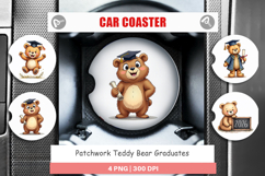 Patchwork Teddy Bear Grad Car Coaster Product Image 1