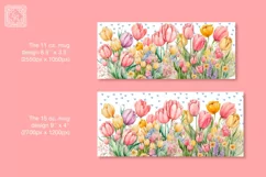 Spring tulips mug PNG sublimation. 11 & 15 oz mug wrap PNG Product Image 2