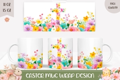 Floral Christian Cross Mug Design, Christian Sublimation Mug Product Image 1