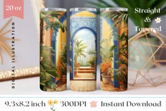 Tropical Tumbler Wrap Design, Summer Tumbler Template Product Image 1
