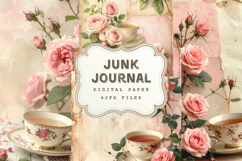 Rose junk journal digital paper, floral vintage cottagecore Product Image 1