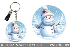 Cute Snowman Keychain Sublimation. Snowman Christmas Design Product Image 1