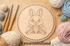 Easter basket base with bunny engraving digital file round Product Image 1