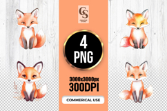 Cute Watercolor Fox Clipart Sublimation PNG Product Image 1