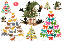 Christmas tree PNG, Meowy Christmas PNG, Bow Christmas tree Product Image 1