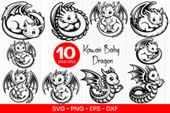 Kawaii Baby Dragon Clipart SVG PNG Product Image 1