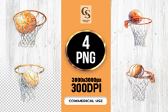 Watercolor Basketball Hoop and Net Clipart Sublimation PNG Product Image 1
