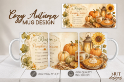 Cozy Autumn Mug Wrap sublimation Fall farmhouse mug 15 oz Product Image 1