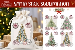 Watercolor Christmas Tree Santa Sack, Winter Santa Sack PNG Product Image 1