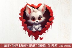 Valentine Broken Heart Animal Clipart, Valentines Couple Product Image 1