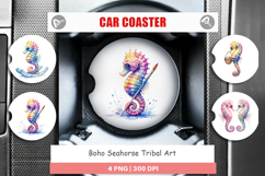 Boho Seahorse Tribal Car Coaster Product Image 1