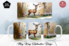 Watercolour Deer Cute Mug Wrap Sublimation 8 Designs Product Image 2
