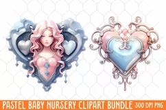 Pastel Baby Nursery Clipart Big, Baby Boy Elephant Clipart Product Image 1
