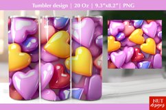 Glossy 3D hearts tumbler sublimation, 3D tumbler wrap PNG Product Image 1