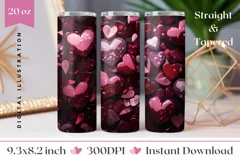 Glitter Love Hearts Tumbler Design, Valentine's Day Tumbler Product Image 1