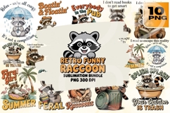 Retro Funny Raccoon PNG Bundle 10 Product Image 1