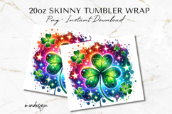 St Patrick’s Day Tumbler Wrap PNG, 20oz Shamrock Design Product Image 2