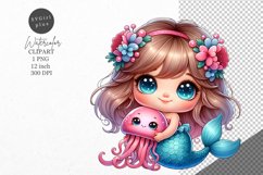 Mermaid clipart, Fantasy clipart, Nursery clipart Product Image 1