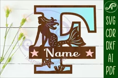 Mermaid Capital Monogram Letter name sign F SVG Product Image 1