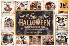 Vintage Halloween Card Bundle - 300 DPI Product Image 1