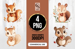 Cute Squirrel Clipart Sublimation PNG Product Image 1