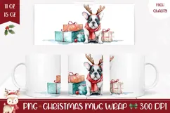 Watercolor Christmas Dog Mug, Christmas Presents Mug Design Product Image 1