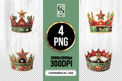 Watercolor Star Crown Clipart PNG Product Image 1