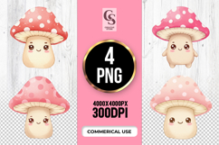 Cute Pink Mushroom Clipart PNG Product Image 1