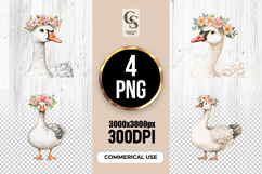 Watercolor Gardening Goose Clipart Sublimation PNG Product Image 1